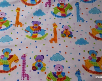 Flannel Fabric - Rocking Bear - By the yard - 100% Cotton Flannel