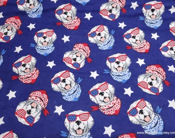 Flannel Fabric - USA Dogs - By the yard - 100% Cotton Flannel