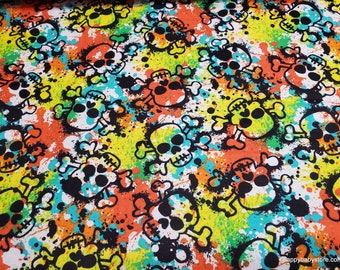 Flannel Fabric - Crossbone Bright - By the Yard - 100% Cotton Flannel