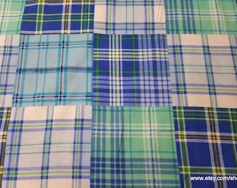 Remnant Flannel Fabric - Boy Madras Plaid - Choose your Size - 100% Cotton Flannel