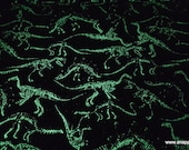 Glow in the Dark Flannel Fabric - Dinosaurs Glow - By the yard - 100% Cotton Flannel