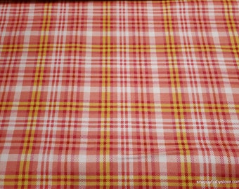 Flannel Fabric - Coral Multi Plaid - By the Yard - 100% Cotton Flannel