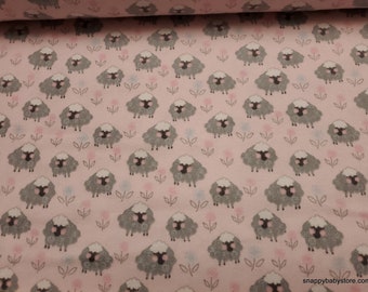 Flannel Fabric - Sheep Pink - By the yard - 100% Cotton Flannel