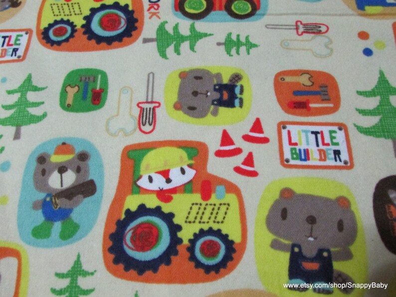 Flannel Fabric Little Builders Construction By the yard 100% Cotton Flannel image 3