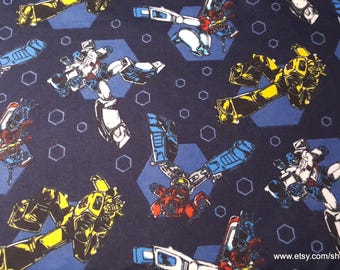 Character Flannel Fabric - Transformers Retro - By the yard - 100% Cotton Flannel