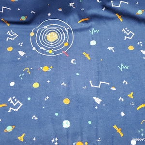 Flannel Fabric - Space Icons - By the yard - 100% Cotton Flannel