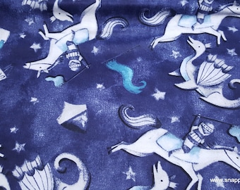 Flannel Fabric - Knights and Dragons - By the yard - 100% Cotton Flannel