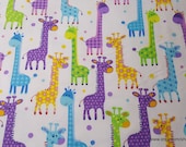 Flannel Fabric - Giraffes on White - By the yard - 100% Cotton Flannel