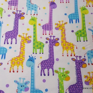 Flannel Fabric Giraffes on White By the yard 100% Cotton Flannel image 1