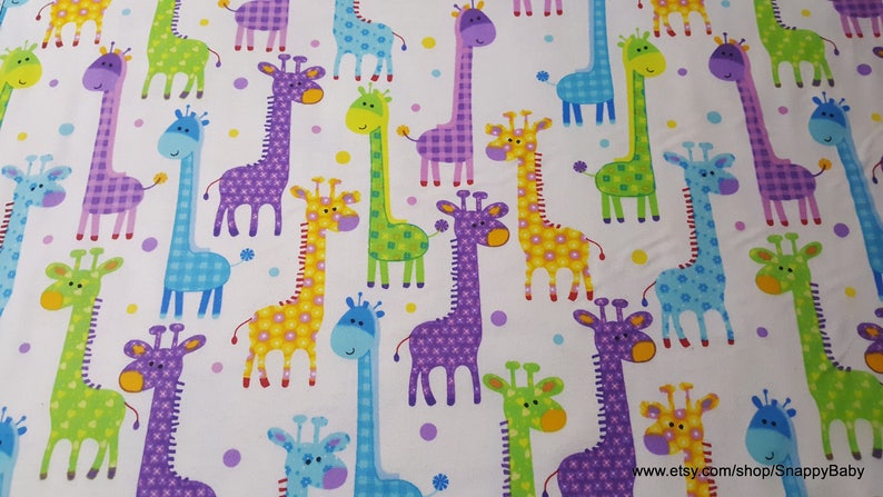 Flannel Fabric Giraffes on White By the yard 100% Cotton Flannel image 1