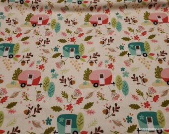 Flannel Fabric - Glamp Camp Main Cream Premium - By the Yard - 100% Cotton Flannel