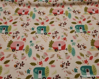 Flannel Fabric - Glamp Camp Main Cream Premium - By the Yard - 100% Cotton Flannel