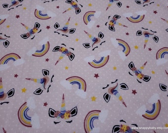 Flannel Fabric - Unicorn Faces Tossed - By the yard - 100% Cotton Flannel