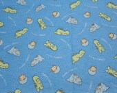 Flannel Fabric - Sleepy-Saurus Dinos - By the yard - 100% Cotton Flannel