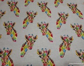 Flannel Fabric - Tie Dye Giraffe Faces - By the yard - 100% Cotton Flannel