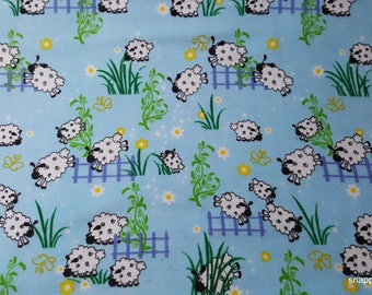 Flannel Fabric - Sheep over Fence- By the yard - 100% Cotton Flannel