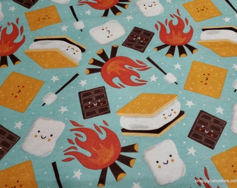 Flannel Fabric - Camp Smores - By the Yard - 100% Cotton Flannel
