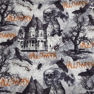 Flannel Fabric Haunted House By the yard 100% Cotton Flannel image 3