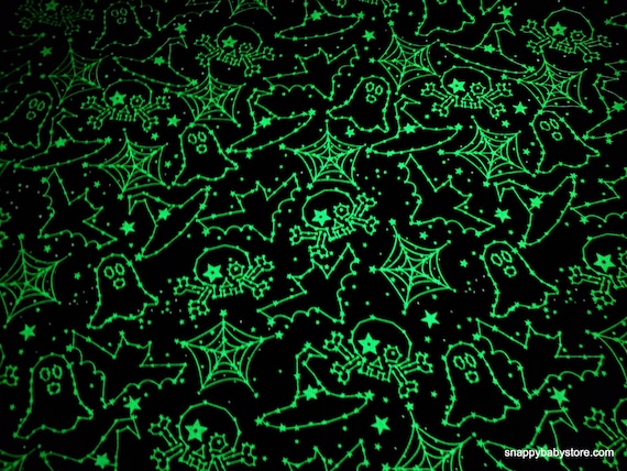 Glow in the Dark Flannel Fabric Spooky Celestial Glow in the Dark by the  Yard 100% Cotton Flannel 