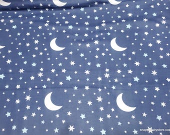 Remnant Flannel Fabric - Moon and Stars Small - Choose your Size - 100% Cotton Flannel