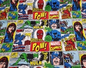 Character Flannel Fabric - Marvel Action All Around - By the yard - 100% Cotton Flannel