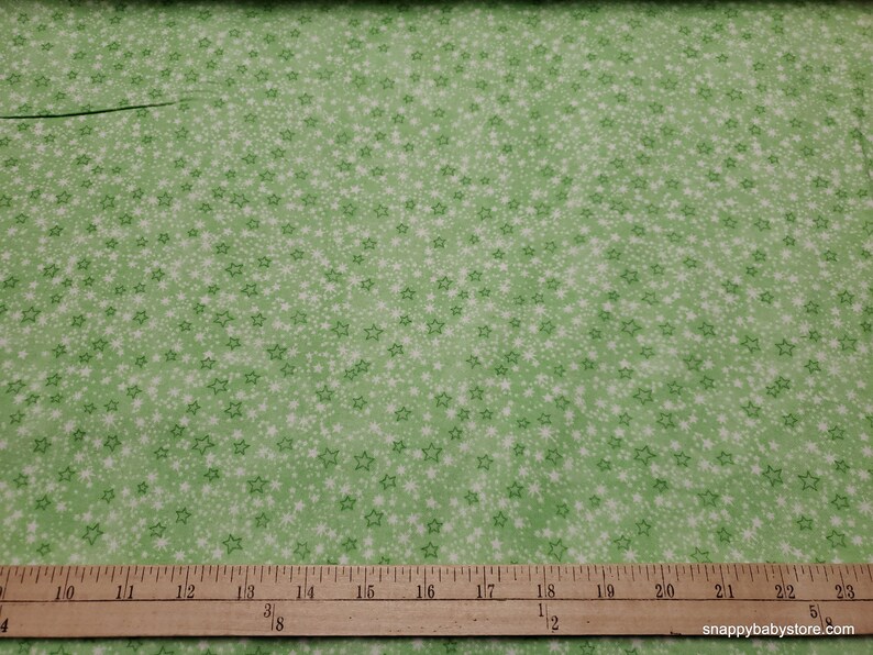 Flannel Fabric Green Multi Stars Tonal By the yard 100% Cotton Flannel image 2