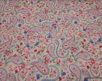 Flannel Fabric - Paisley Off White - By the yard - 100% Cotton Flannel