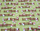 Flannel Fabric - Harmony Farm Sheep Dream Green - By the yard - 100% Cotton Flannel