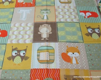 Flannel Fabric - Forrest Friends Blocks - By the yard - 100% Cotton Flannel