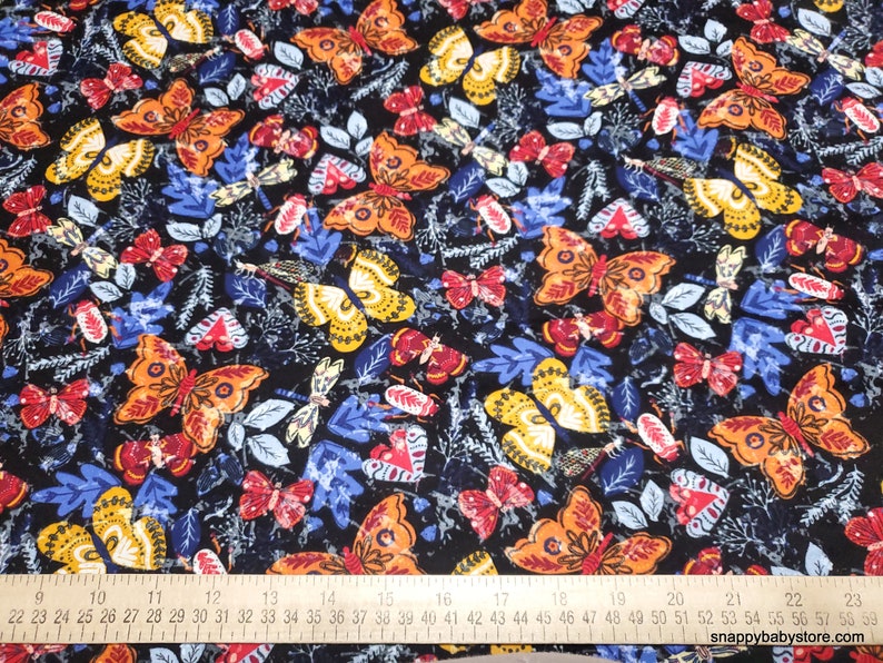 Flannel Fabric Poppy Butterflies By the yard 100% Cotton Flannel image 2