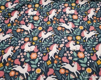 Flannel Fabric - Unicorn Floral - By the yard - 100% Cotton Flannel
