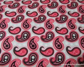 Flannel Fabric - Peach Paisley  - By the yard - 100% Cotton Flannel