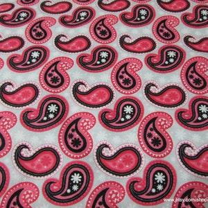 Flannel Fabric Peach Paisley By the yard 100% Cotton Flannel image 1