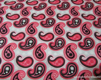 Flannel Fabric - Peach Paisley  - By the yard - 100% Cotton Flannel