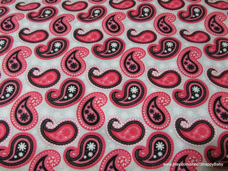 Flannel Fabric Peach Paisley By the yard 100% Cotton Flannel image 1