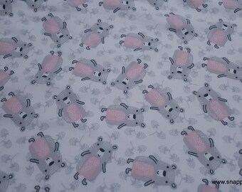 Flannel Fabric - Wood Bear on White - By the yard - 100% Cotton Flannel