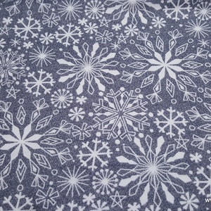 Christmas Flannel Fabric - Elegant Snowflakes on Gray - By the yard - 100% Cotton Flannel