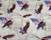 Flannel Fabric - Realistic Patriotic Eagles - By the Yard - 100% Cotton Flannel
