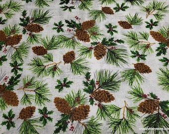 Flannel Fabric -Pinecones - By the Yard - 100% Cotton Flannel