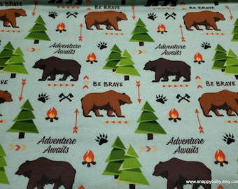 Remnant Flannel Fabric - Adventure Awaits - Choose your Size - 100% Cotton Flannel