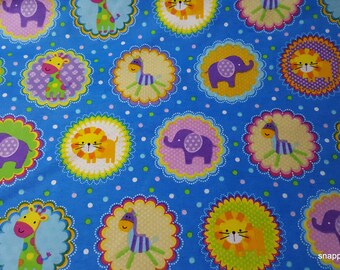 Flannel Fabric - Animal Medallions - By the yard - 100% Cotton Flannel