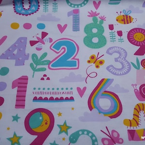 Flannel Fabric Patterned Numbers By the Yard 100% Cotton Flannel image 1