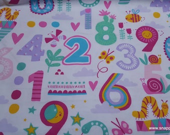 Flannel Fabric - Patterned Numbers - By the Yard - 100% Cotton Flannel