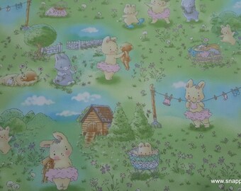 Premium Flannel Fabric - Bunny in the Meadow Premium Flannel - By the Yard - 100% Cotton Flannel