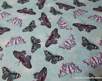 Flannel Fabric - Orchid Butterflies - By the Yard - 100% Cotton Flannel