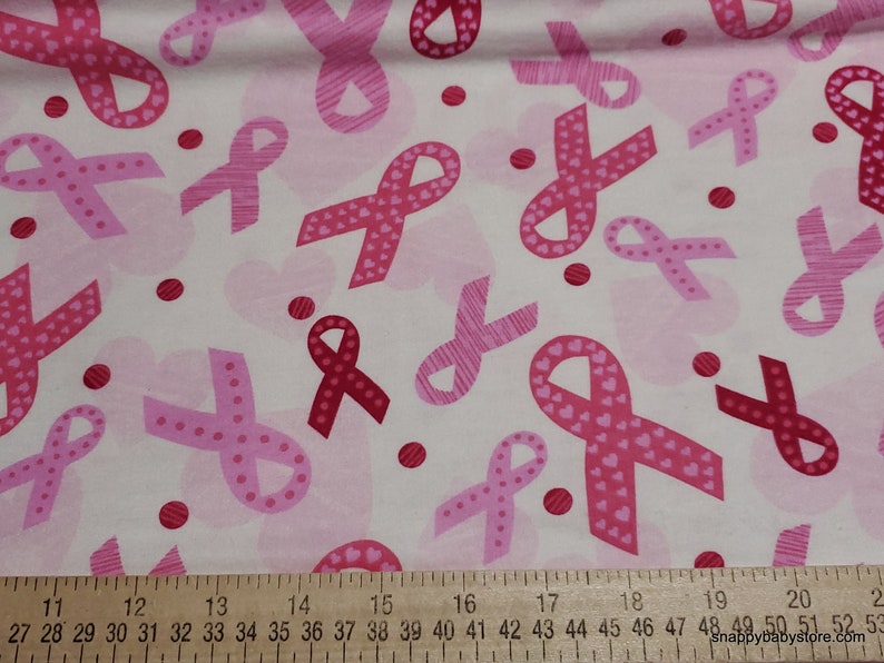 Flannel Fabric Breast Cancer Ribbon Tossed By the yard 100% Cotton Flannel image 3