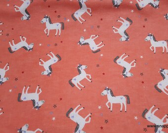 Flannel Fabric - Unicorn Coral - By the yard - 100% Premium Cotton Flannel