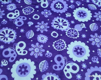 Flannel Fabric - Butterfly Floral  - By the yard - 100% Cotton Flannel