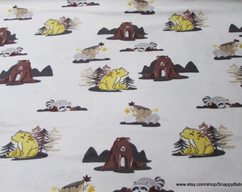 Flannel Fabric - Woodland Buddies - 1 yard - 100% Cotton Flannel