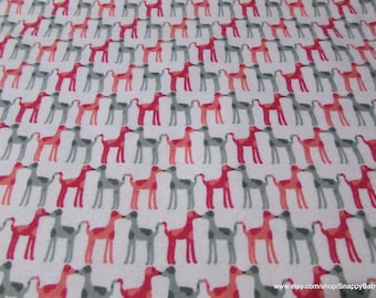 Flannel Fabric - Kissing Dogs Pink Gray - By the Yard - 100% Cotton Flannel